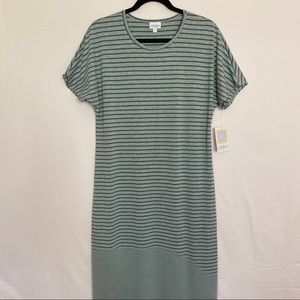Lularoe Maria dress sz L light / dark gray stripes